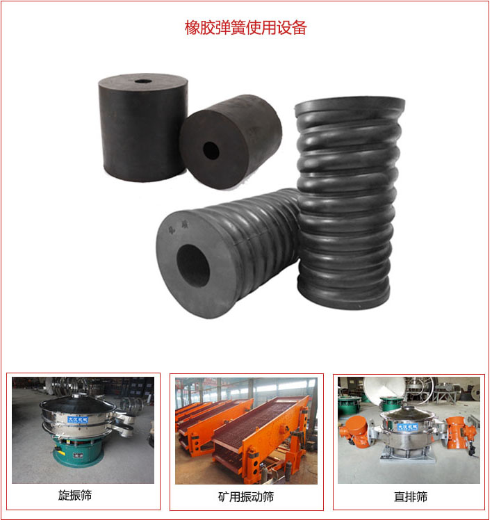 橡膠彈簧適用設備：旋振篩，礦用振動篩，直排篩等