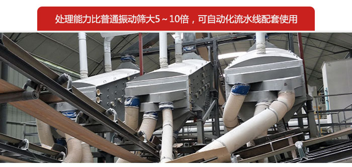 概率篩處理能力比普通振動篩大5-10倍，可自動化流水線配套使用。