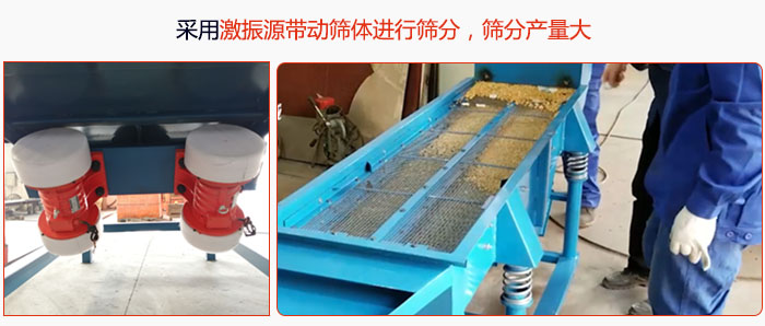 采用激振源帶動(dòng)篩體進(jìn)行篩分，篩分產(chǎn)量大。
