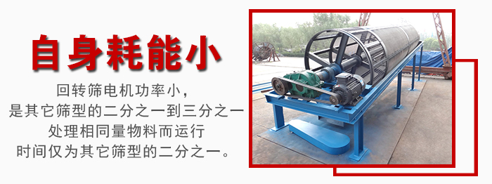 滾筒篩耗能小，使用壽命長，維修方便